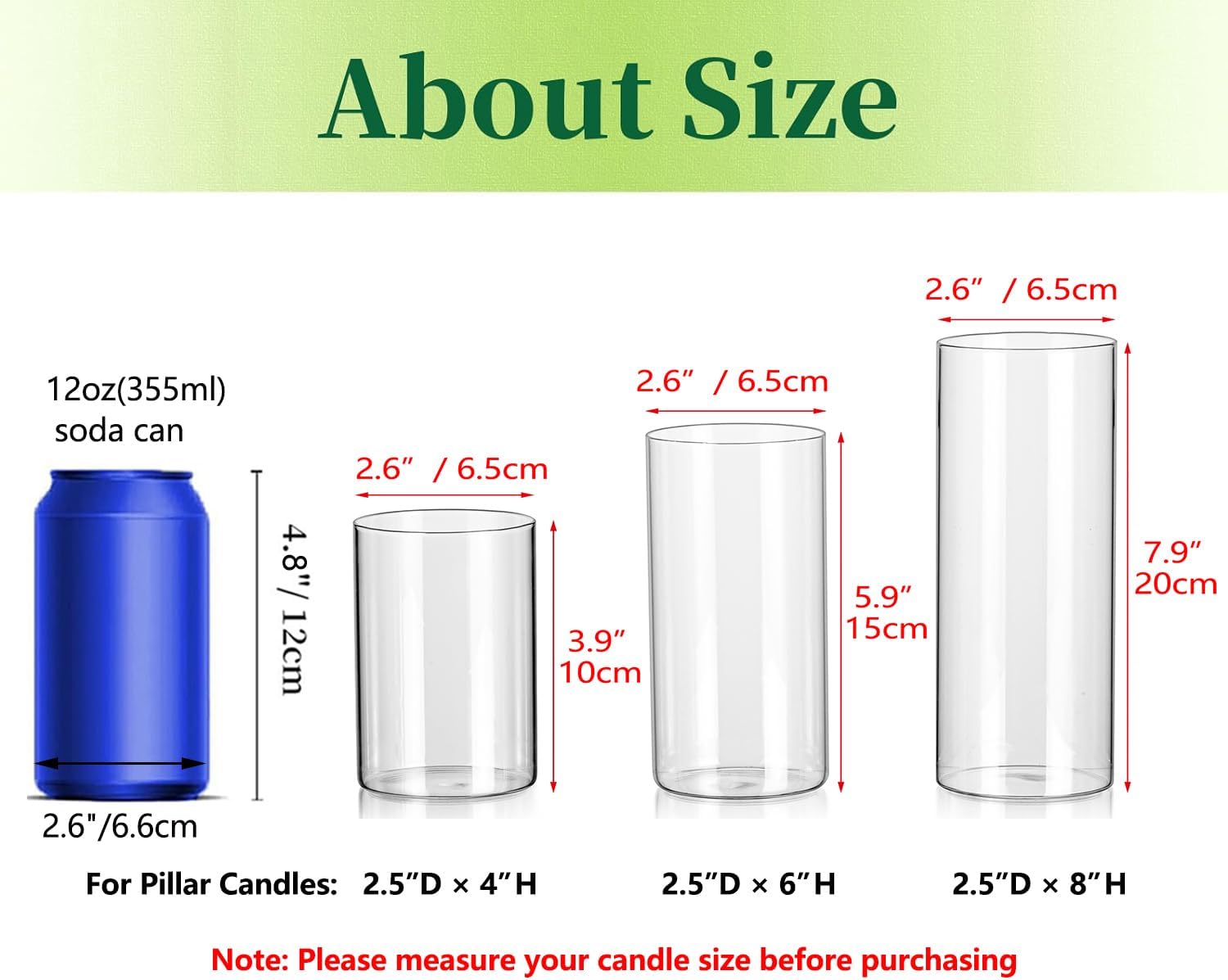 Glass Cylinder Vases Set of 24, Hewory Tall Clear Vase for Centerpieces, Glass Hurricane Candle Holders for Pillar Floating Candles, Round Vases for Wedding Events Table Decor, 2.6” in Diameter