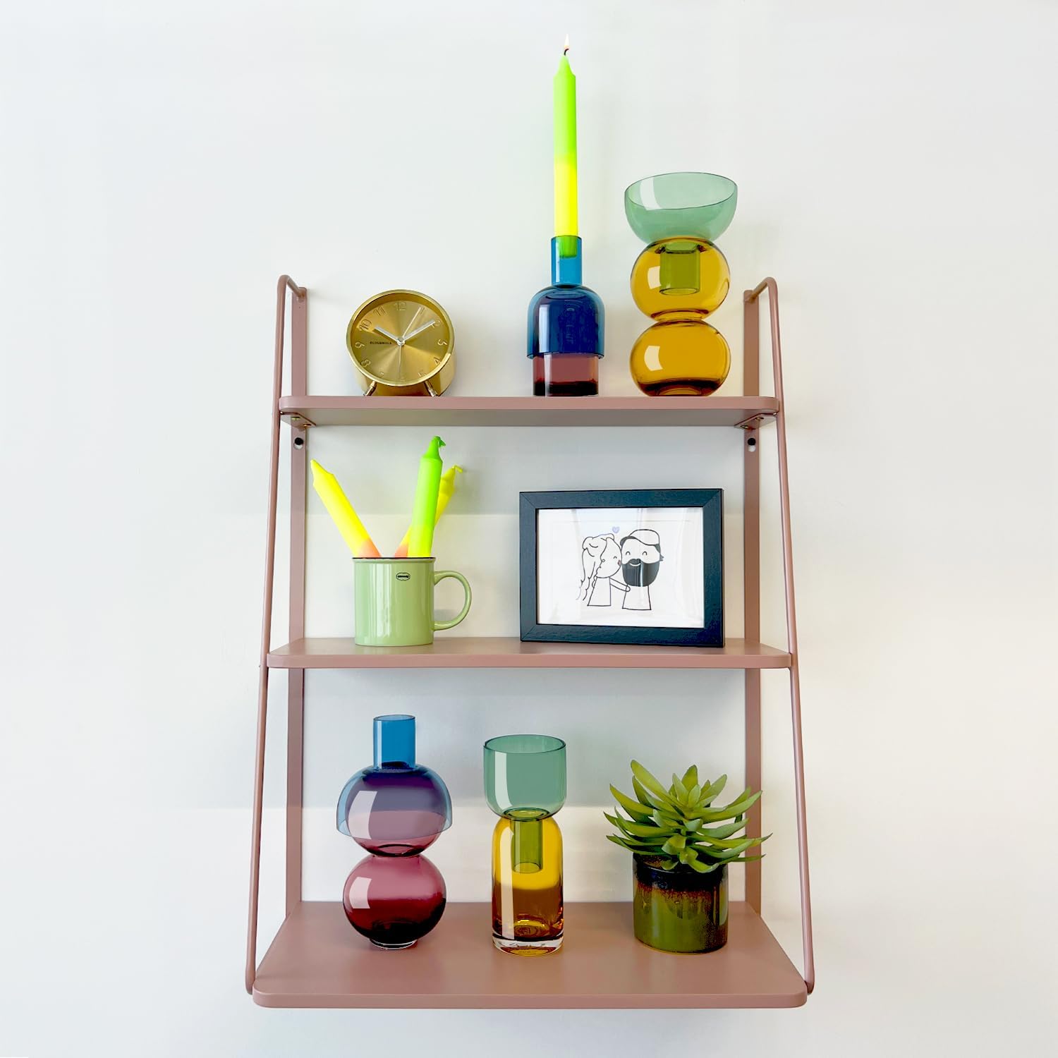 Cloudnola Reversible Glass Flower Vase and Bud Vase Set of 2, Pink & Blue and Green & Yellow, Ideal Gift Set, for Home, Wedding, and Event Décor (Cherry)