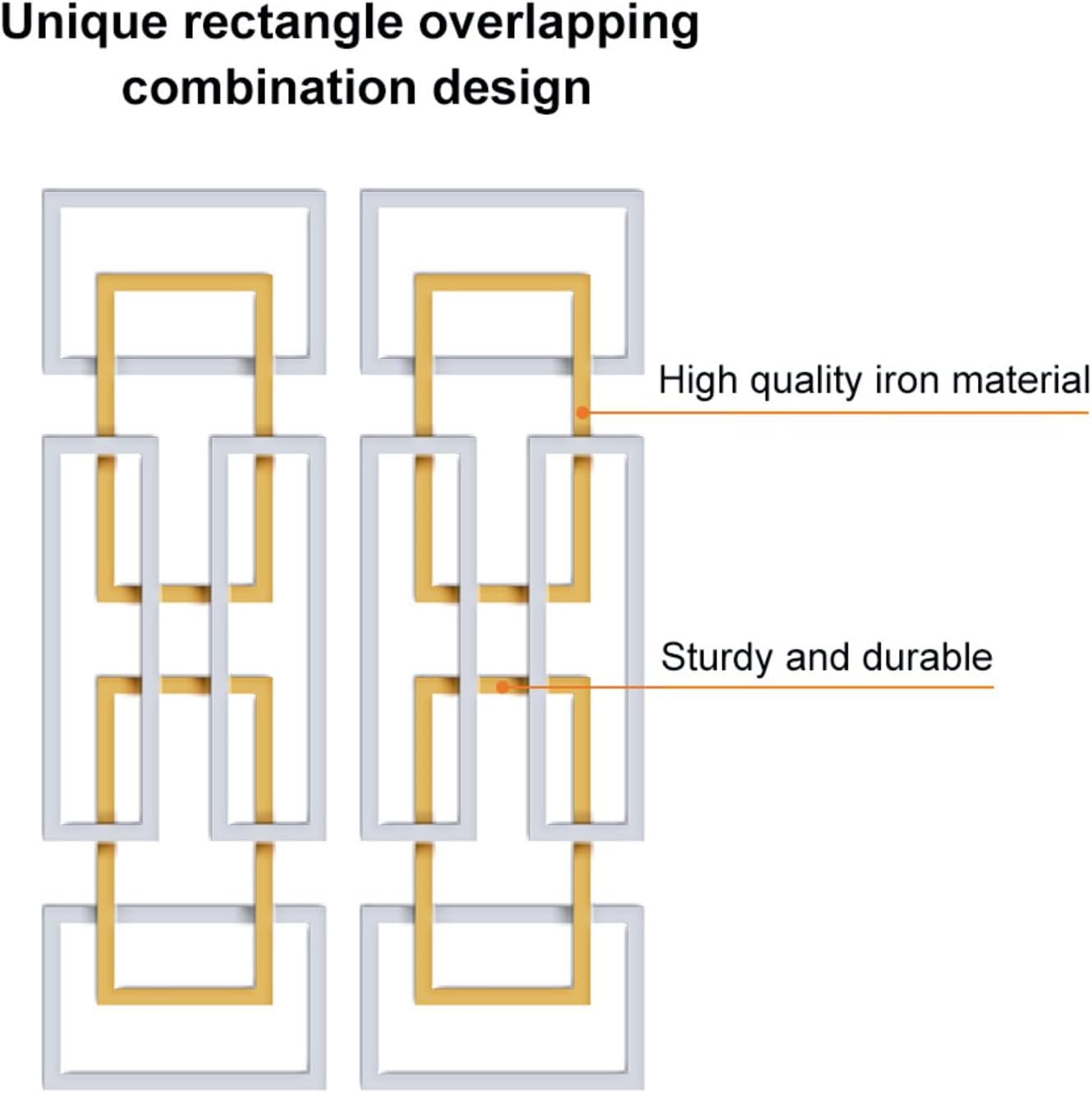 homary Modern Metal Wall Decor Set of 2 – Large Abstract Rectangle 3D Wall Sculpture, Contemporary Gold & Silver Decorative Art for Living Room, Bedroom, Office (Gold & Silver -1)