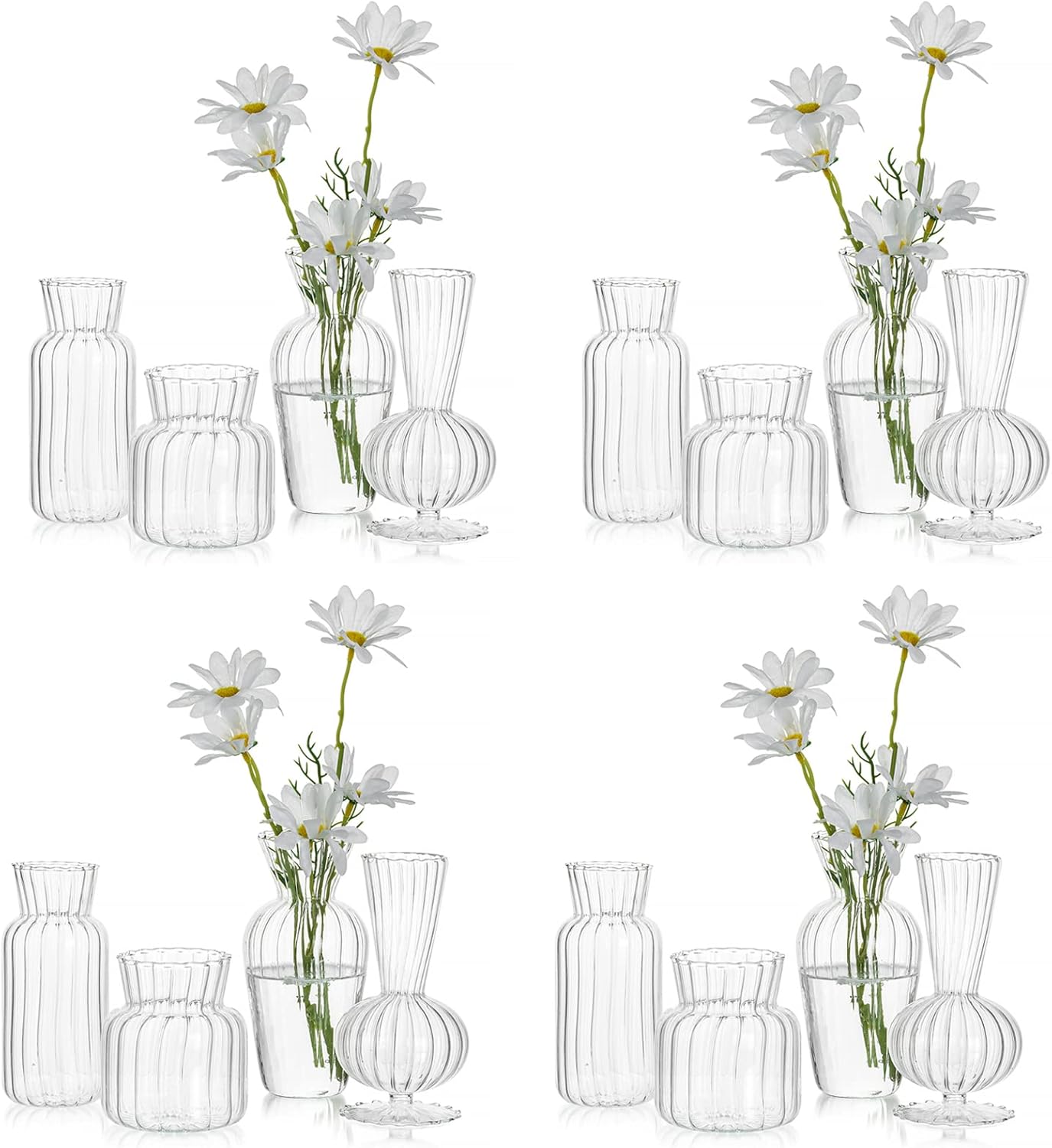 Mini Glass Vases for Centerpieces - Hewory Small Clear Bud Vase in Bulk, Cute Flower Vases Set for Wedding, Home Decoration, Table Decor (Clear, 16)