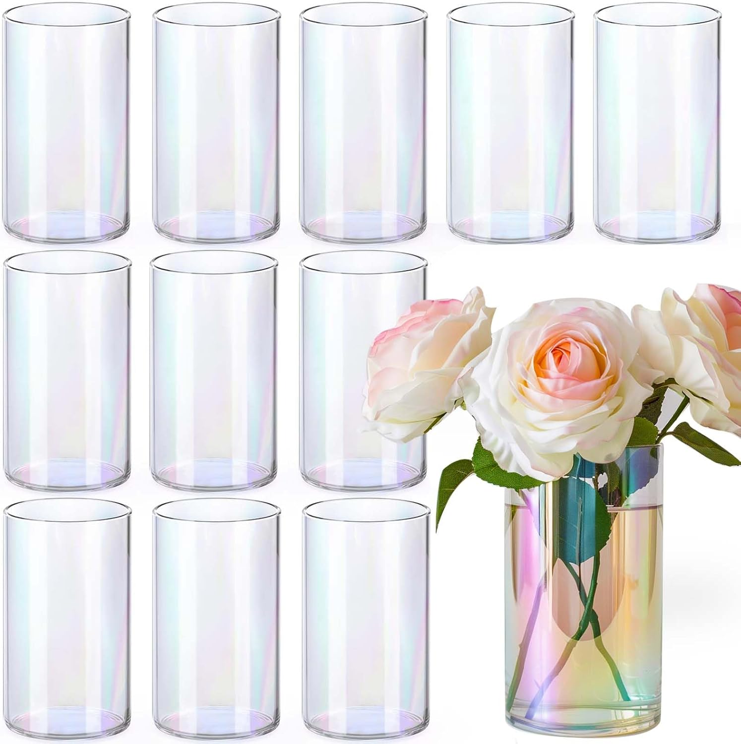 60pcs Glass Vase Cylinder Vases for Centerpieces Small Flower Glass Clear Vases Home Decor Centerpiece Table Flower Vase Decorations for Wedding Decoration＆Holiday Mixed Sizes Tall