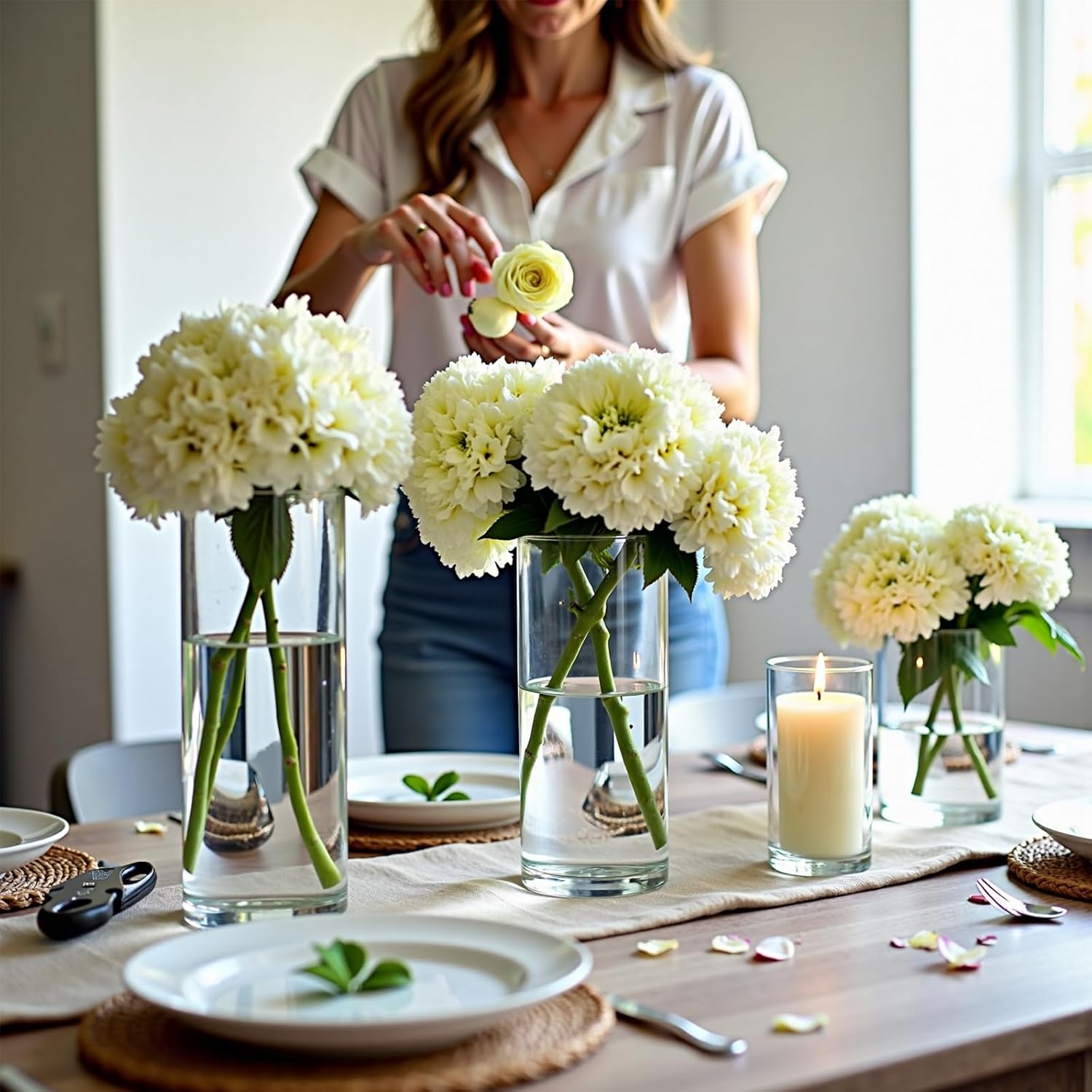 48 Pack Clear Glass Cylinder Vases for Centerpieces - Different Sizes Floating Candle Vases Holder -4", 6", 8",10" Hight Perfect for Weddings and Events