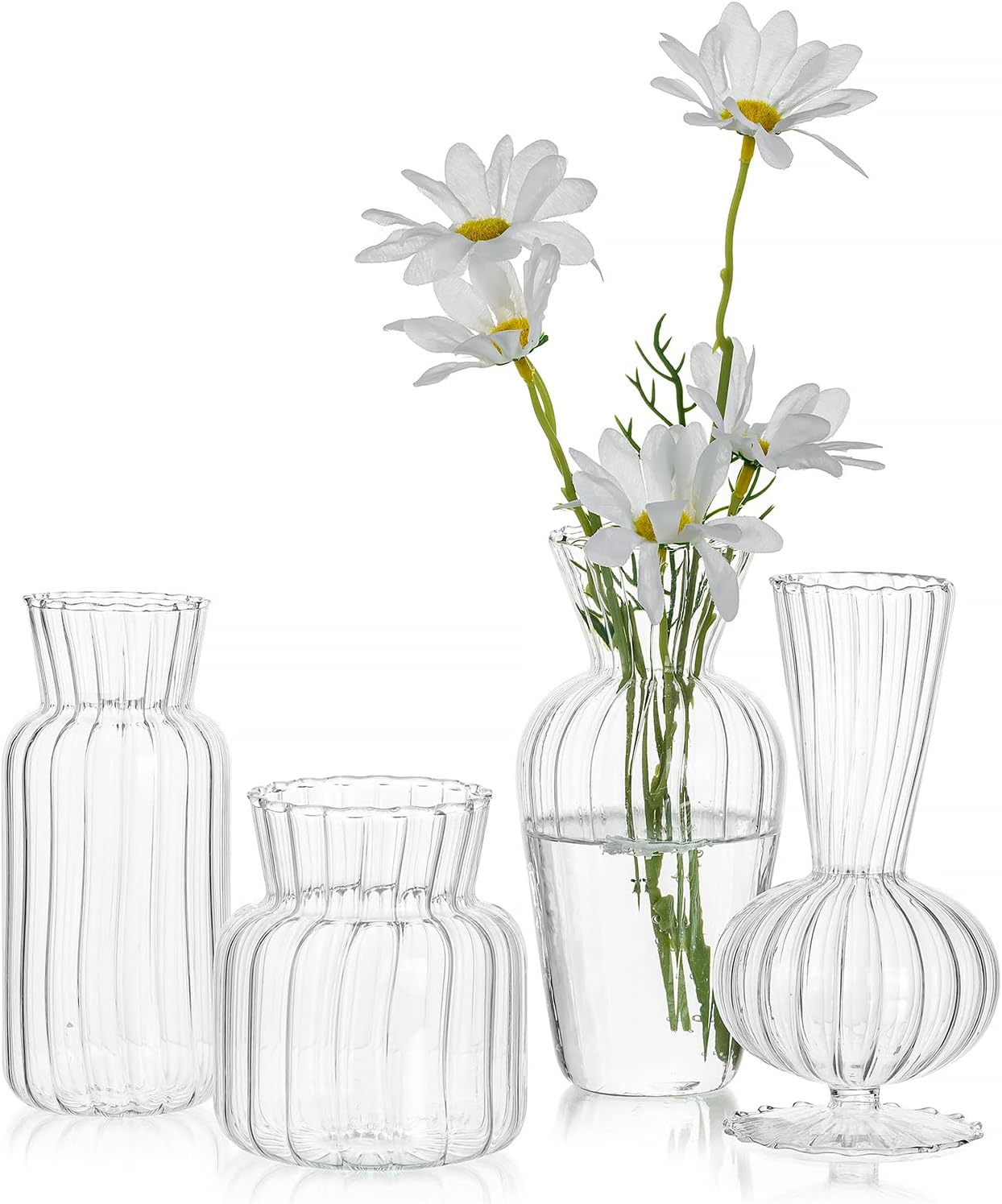 Mini Glass Vases for Centerpieces - Hewory Small Clear Bud Vase in Bulk, Cute Flower Vases Set for Wedding, Home Decoration, Table Decor (Clear, 16)