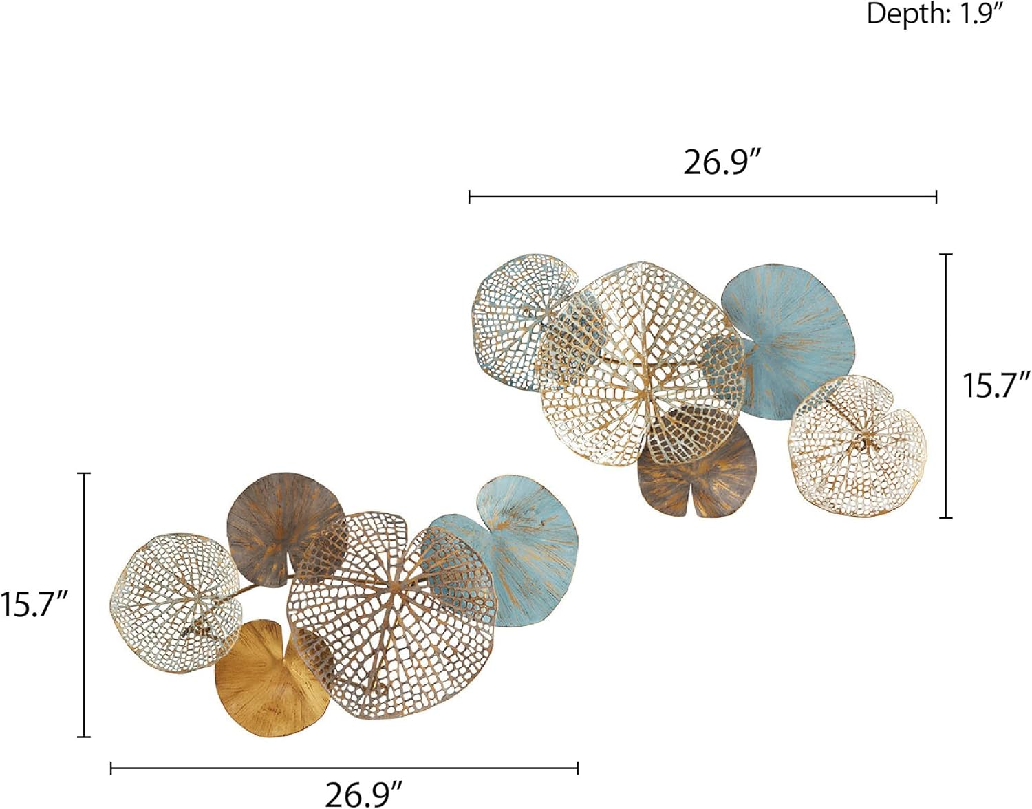 Madison Park Wall Art Living Room Décor - Lenzie Metal Abstract Coastal Decoration, Home Accent Modern Kitchen Dining Decoration, Ready to Hang for Bedroom, 15.7"W x 26.9"L, Multi 2 Piece