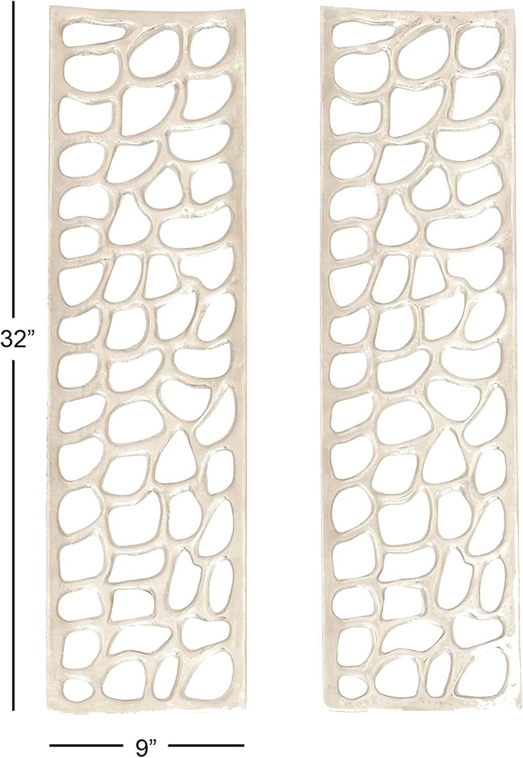 Deco 79 Aluminum Metal Abstract Home Wall Decor Cutouts Wall Sculpture, Set of 2 Wall Art 9"W, 32"H, Silver
