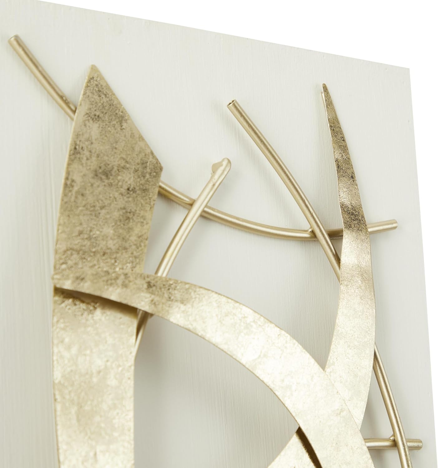 Deco 79 Metal Abstract Home Wall Decor Dimensional Wall Sculpture with White Wood Backing, Set of 2 Wall Art 12"W, 37"H, Gold