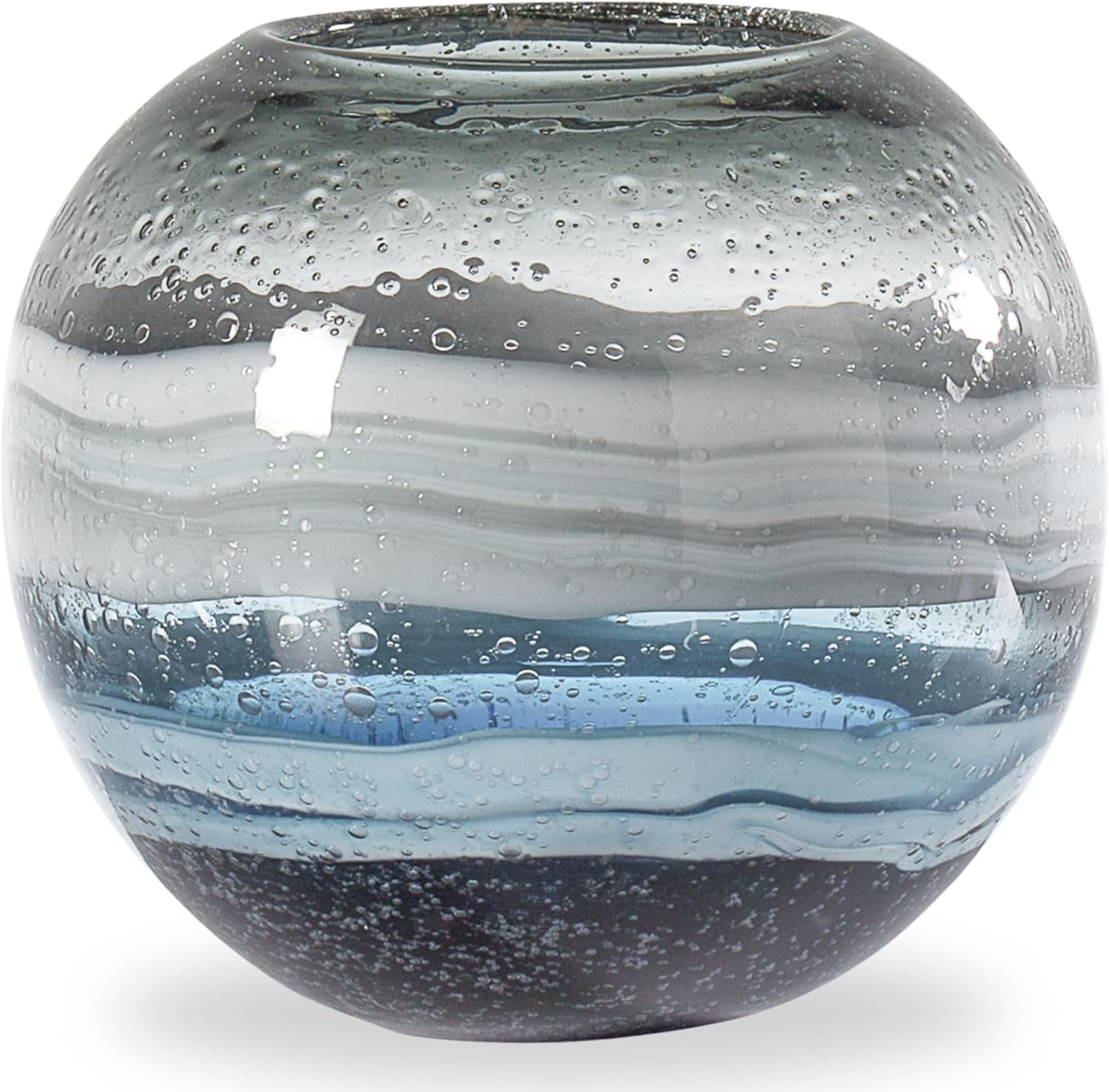 Torre & Tagus Andrea Mouth Blown Glass Vase for Home Decor - 14" Tall Large Blue Glass Vase Table Centerpiece, Handmade Blue Vases for Decor in Coastal Living Room, Entryway, Bedroom