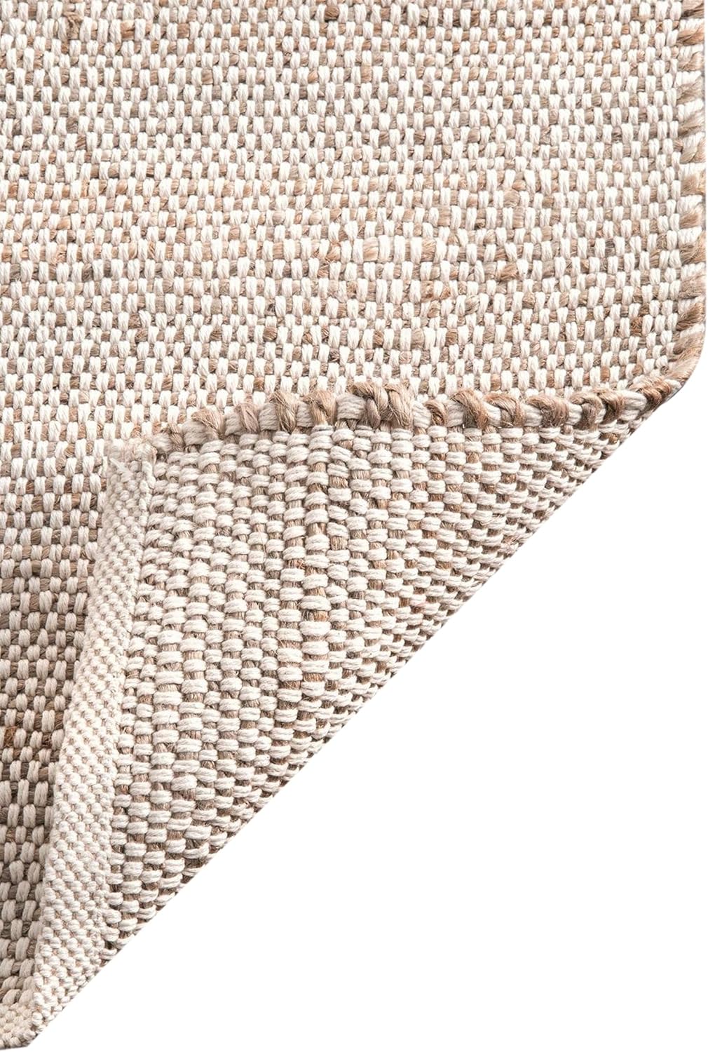 S & L Homes Jute Cotton Hand Woven Natural Farmhouse Area Rug for Living Room - Rustic Vintage Bohemian Décor - (8' x 10' Natural)