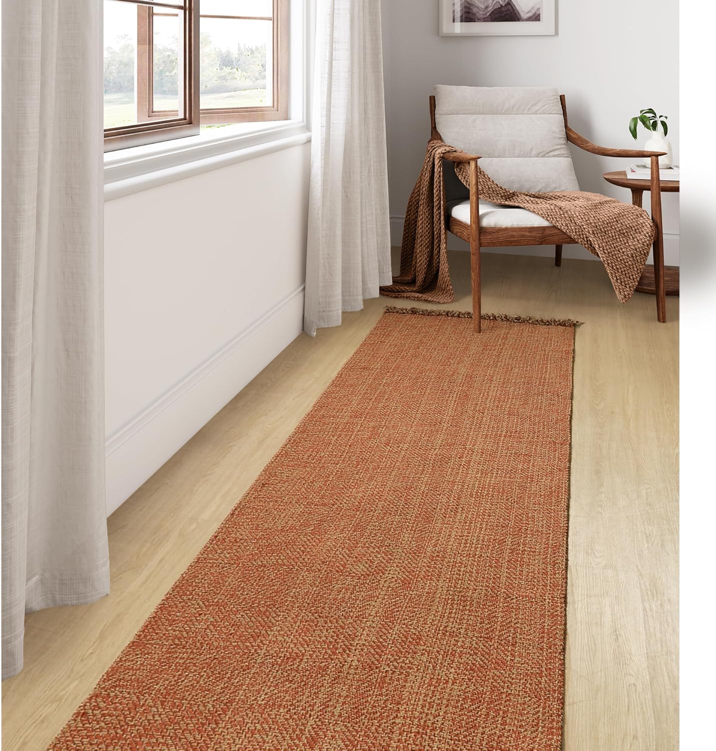 Collive Comfy Area Rug 4' x 6', Tan/Cream Woven Cotton Bedroom Rugs, Modern Indoor Accent Rug Floor Carpet with Tassel for Living Room, Nursery Room, Dining Room, Bedside, Office, Patio Decor
