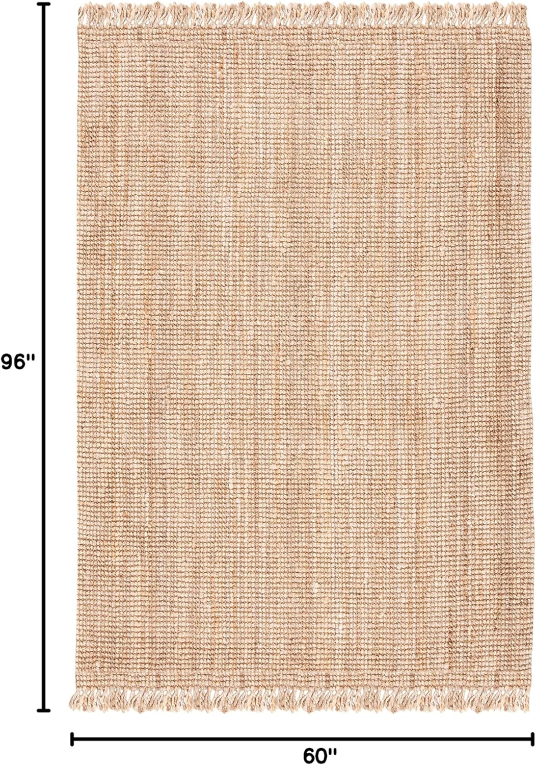 SAFAVIEH Natural Fiber Collection Area Rug - 5' x 8', Natural, Handmade Woven Fringe Jute, Ideal for High Traffic Areas in Living Room, Bedroom (NF809A)