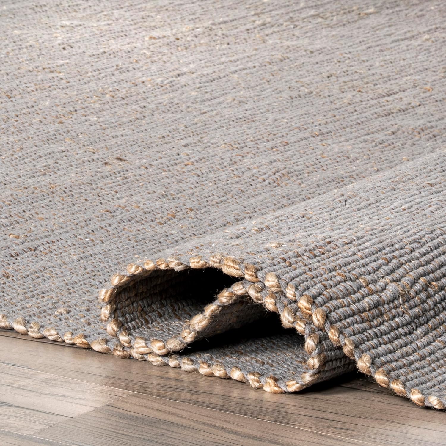 nuLOOM 4x6 Elfriede Jute & Cotton Hand Woven Area Rug, Natural, Solid Rustic Farmhouse Style, Weaved Design, Natural Fiber, For Bedroom, Living Room, Dining Room, Hallway, Office, Entryway