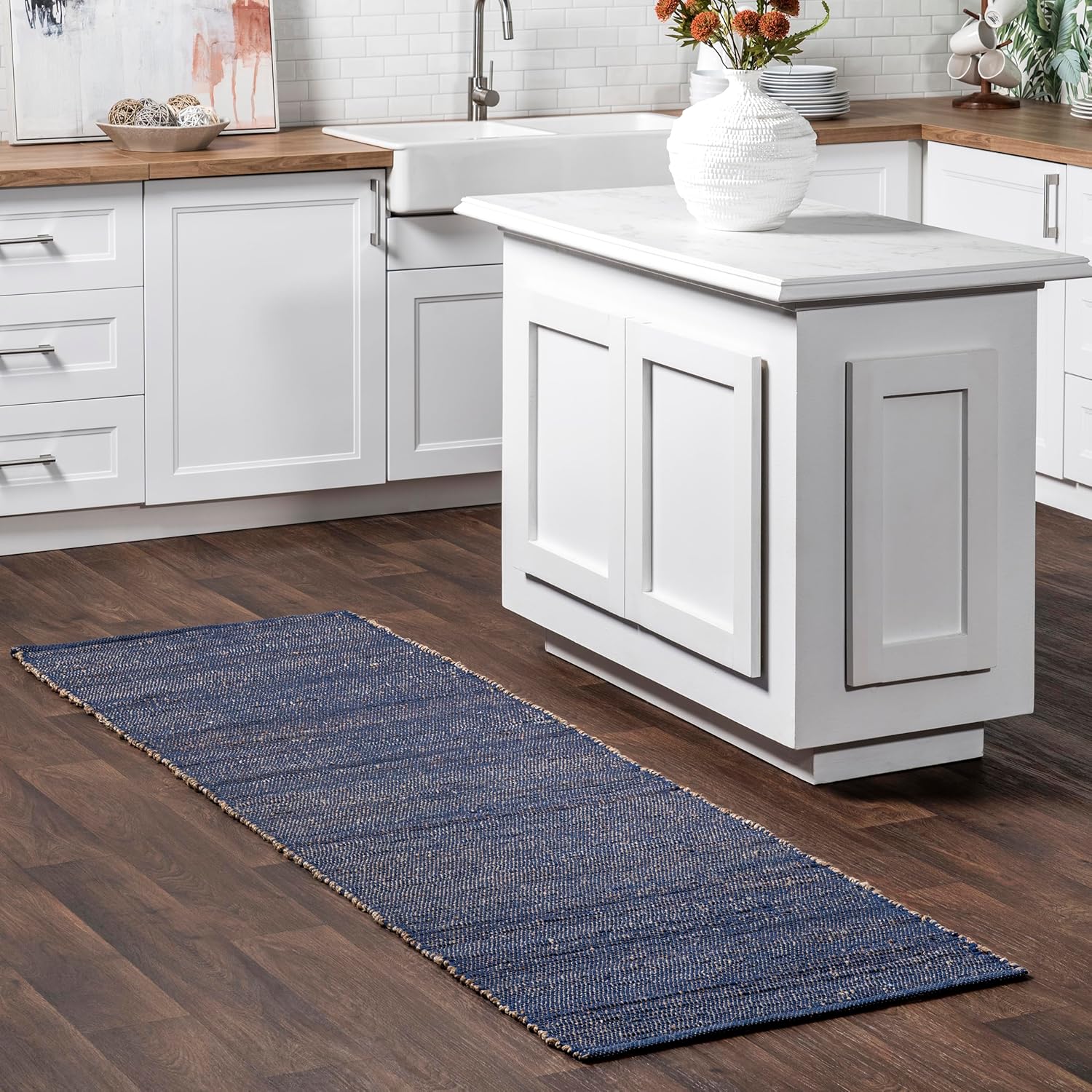 nuLOOM 4x6 Elfriede Jute & Cotton Hand Woven Area Rug, Natural, Solid Rustic Farmhouse Style, Weaved Design, Natural Fiber, For Bedroom, Living Room, Dining Room, Hallway, Office, Entryway