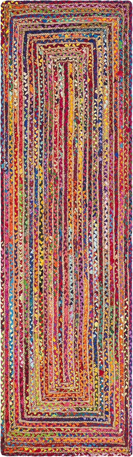 SAFAVIEH Area Rug 5x8 - Cape Cod Collection - Beige & Multi, Handmade Jute & Cotton, Woven Braided Design (CAP202B)