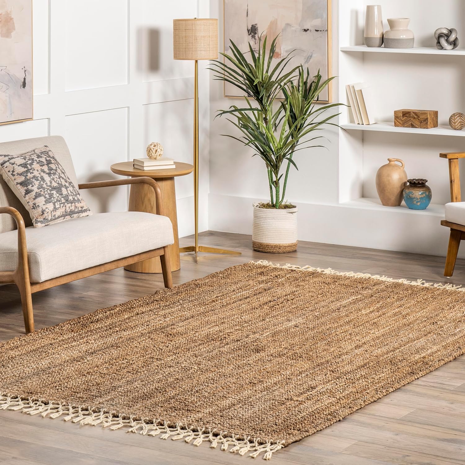 nuLOOM Raleigh Farmhouse Jute Tasseled Area Rug, 5x8, Natural