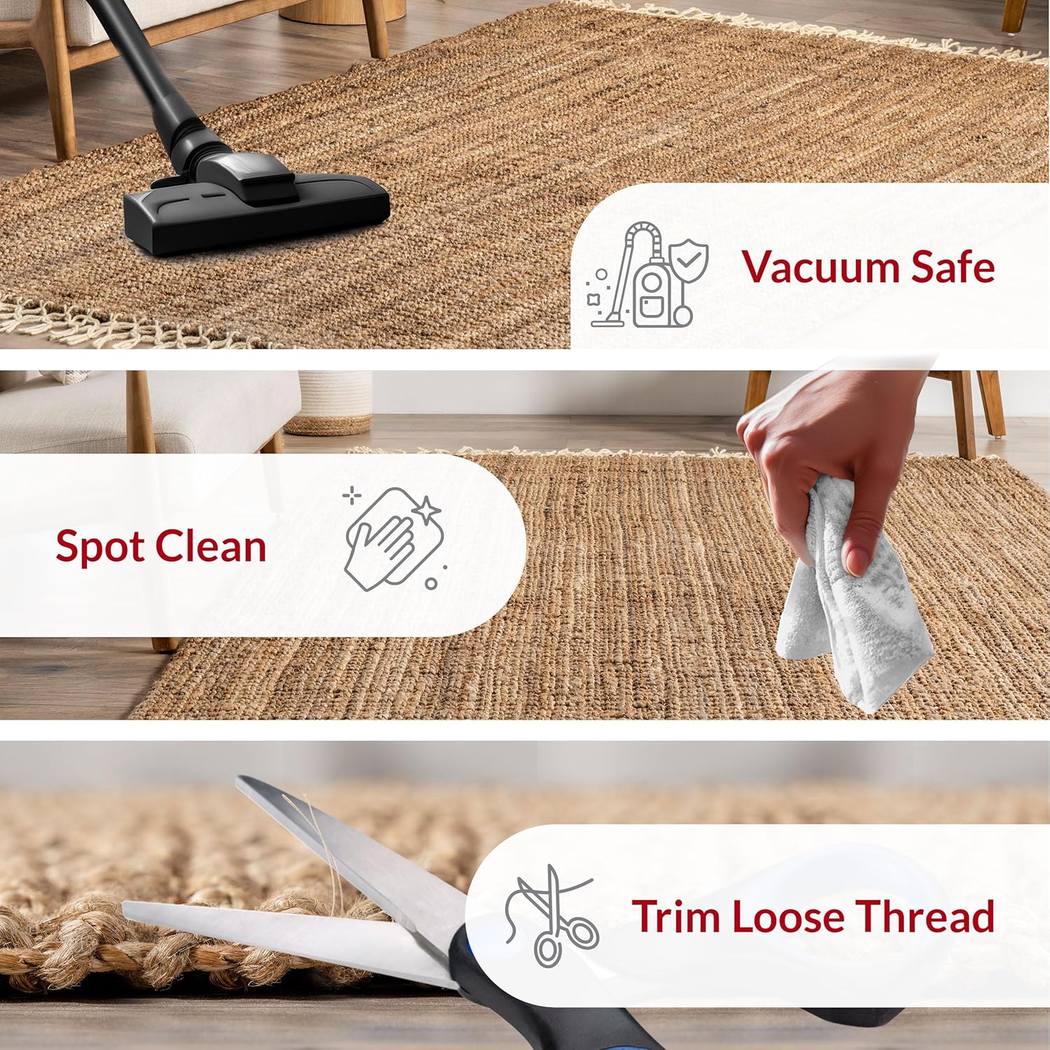 nuLOOM Raleigh Farmhouse Jute Tasseled Area Rug, 5x8, Natural