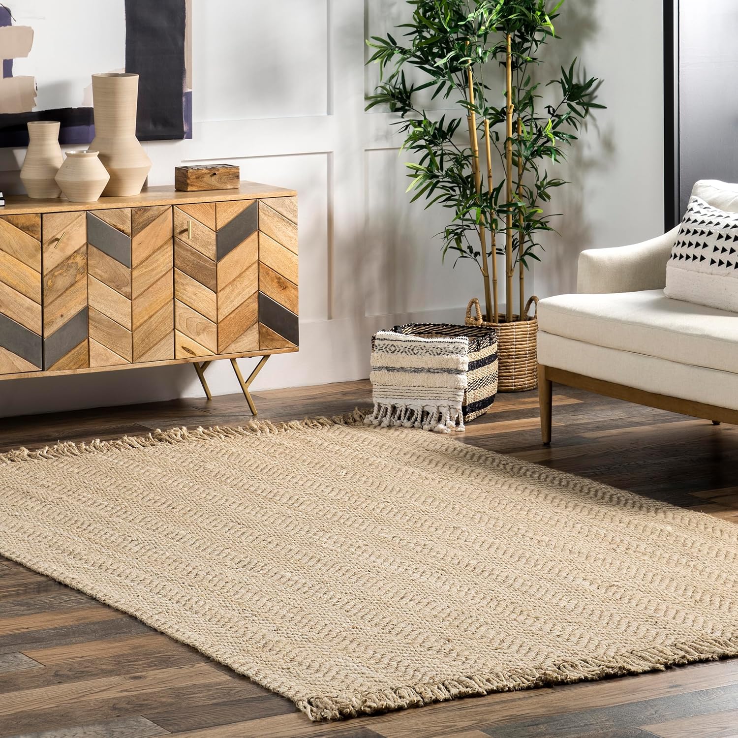 nuLOOM Raleigh Farmhouse Jute Tasseled Area Rug, 5x8, Natural