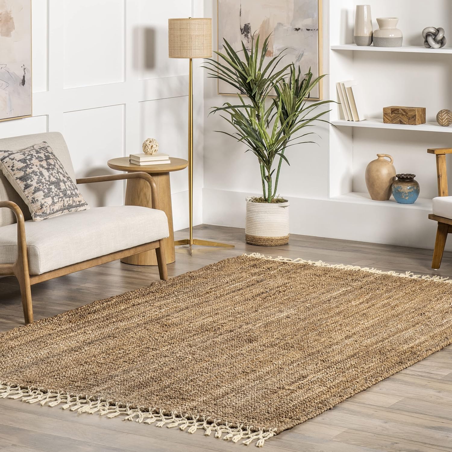 nuLOOM Raleigh Farmhouse Jute Tasseled Area Rug, 5x8, Natural