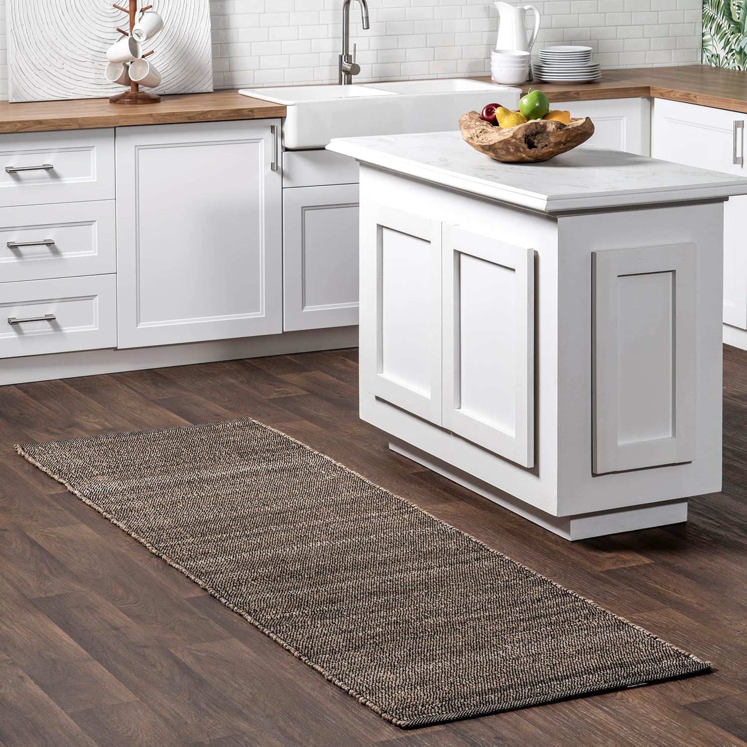 nuLOOM 4x6 Elfriede Jute & Cotton Hand Woven Area Rug, Natural, Solid Rustic Farmhouse Style, Weaved Design, Natural Fiber, For Bedroom, Living Room, Dining Room, Hallway, Office, Entryway