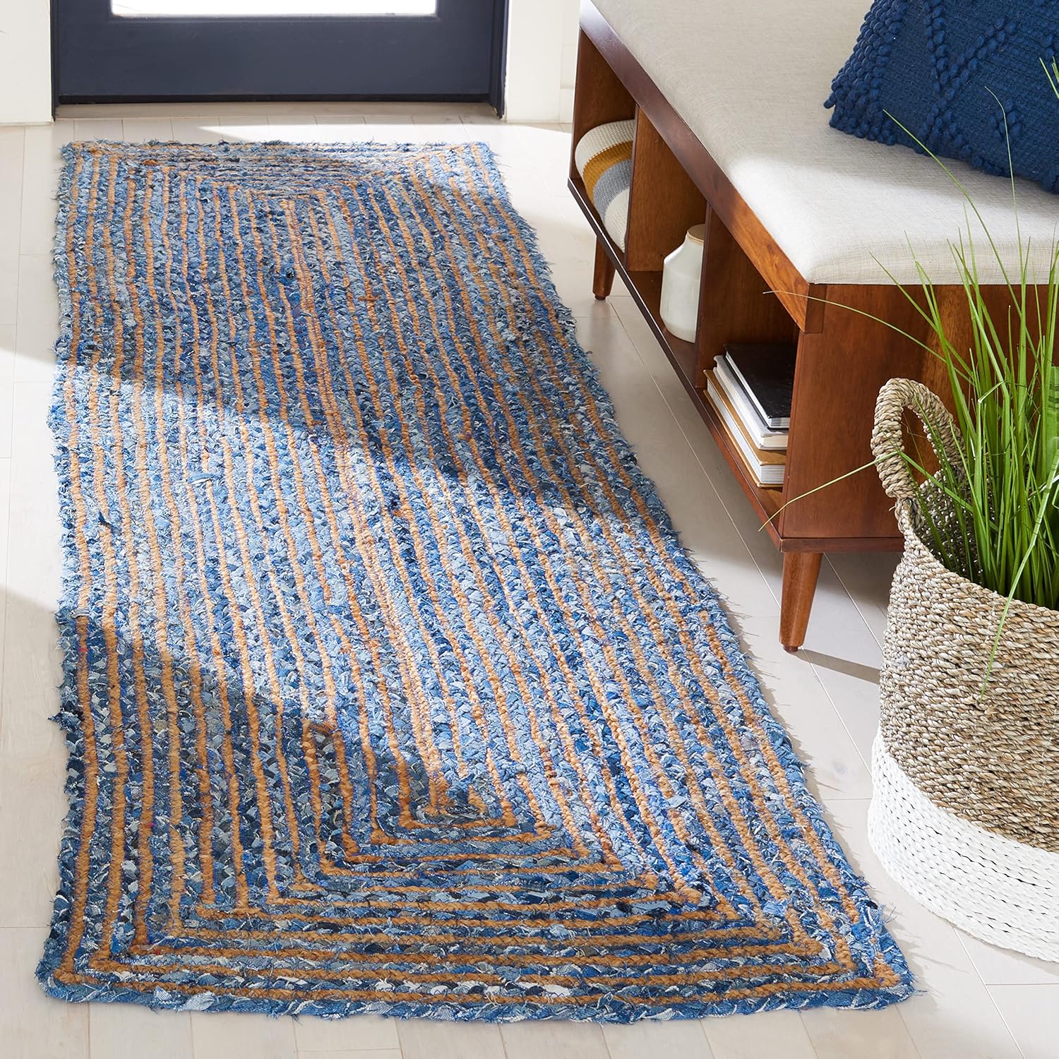 SAFAVIEH Area Rug 5x8 - Cape Cod Collection - Beige & Multi, Handmade Jute & Cotton, Woven Braided Design (CAP202B)