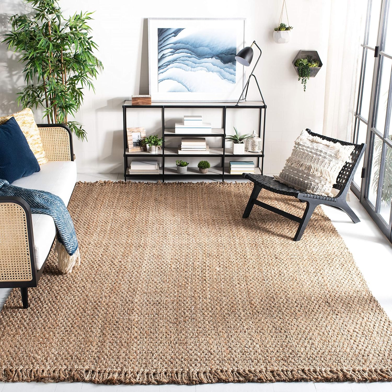 SAFAVIEH Natural Fiber Collection Area Rug - 5' x 8', Natural, Handmade Tassel Jute, Ideal for High Traffic Areas in Living Room, Bedroom (NF467A)