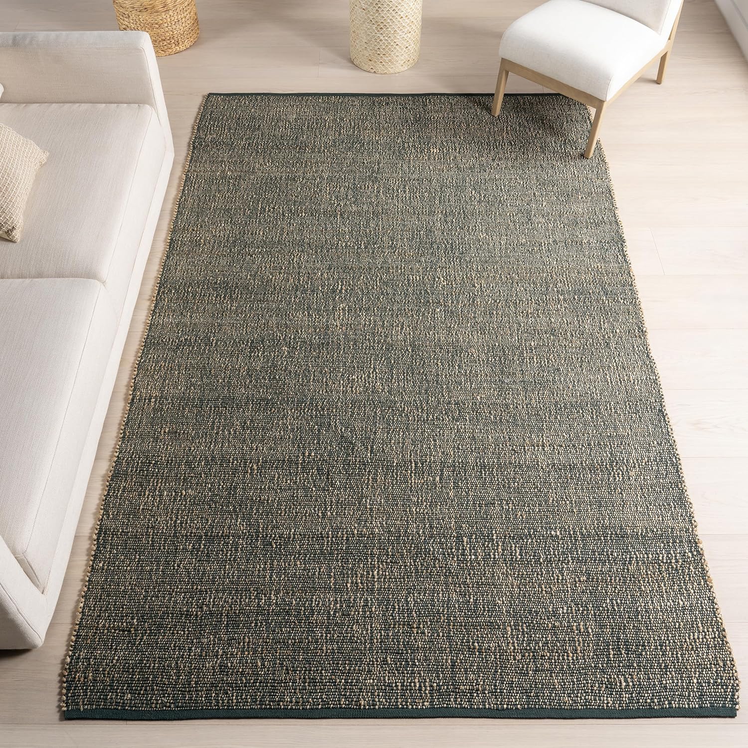 nuLOOM 4x6 Elfriede Jute & Cotton Hand Woven Area Rug, Natural, Solid Rustic Farmhouse Style, Weaved Design, Natural Fiber, For Bedroom, Living Room, Dining Room, Hallway, Office, Entryway