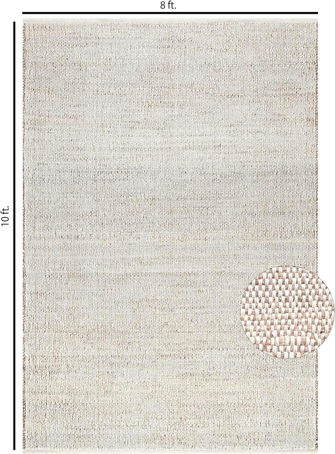 S & L Homes Jute Cotton Hand Woven Natural Farmhouse Area Rug for Living Room - Rustic Vintage Bohemian Décor - (8' x 10' Natural)