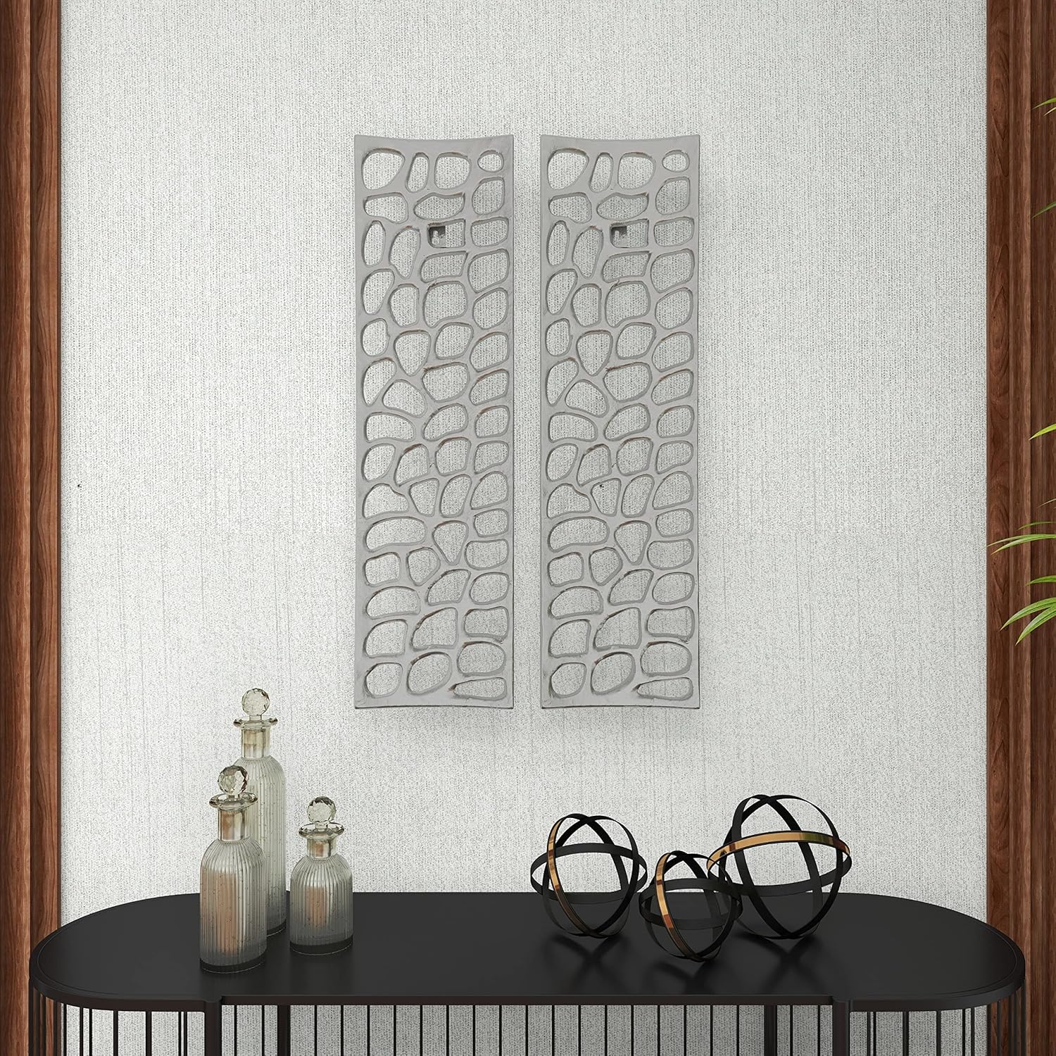 Deco 79 Aluminum Metal Abstract Home Wall Decor Cutouts Wall Sculpture, Set of 2 Wall Art 9"W, 32"H, Silver