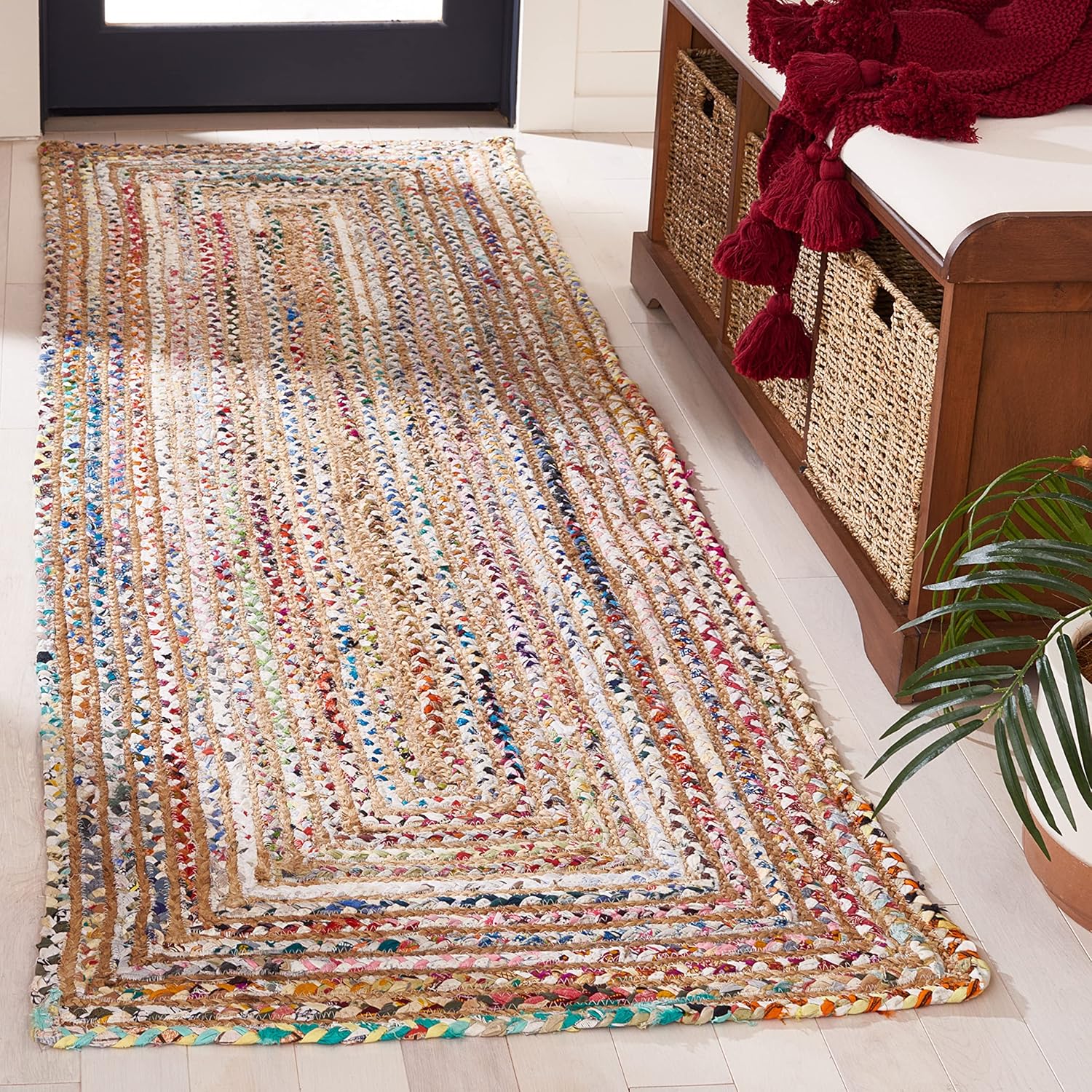SAFAVIEH Area Rug 5x8 - Cape Cod Collection - Beige & Multi, Handmade Jute & Cotton, Woven Braided Design (CAP202B)