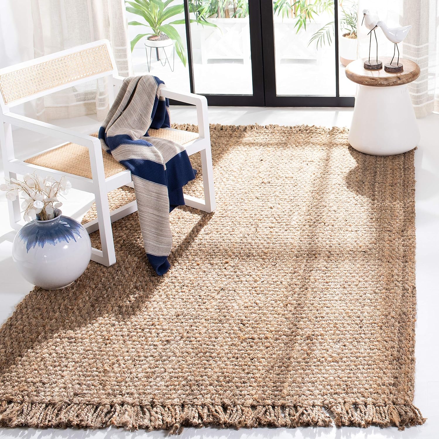 SAFAVIEH Natural Fiber Collection Area Rug - 5' x 8', Natural, Handmade Tassel Jute, Ideal for High Traffic Areas in Living Room, Bedroom (NF467A)