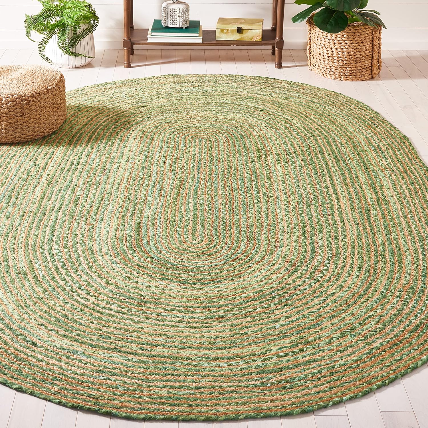 SAFAVIEH Area Rug 5x8 - Cape Cod Collection - Beige & Multi, Handmade Jute & Cotton, Woven Braided Design (CAP202B)
