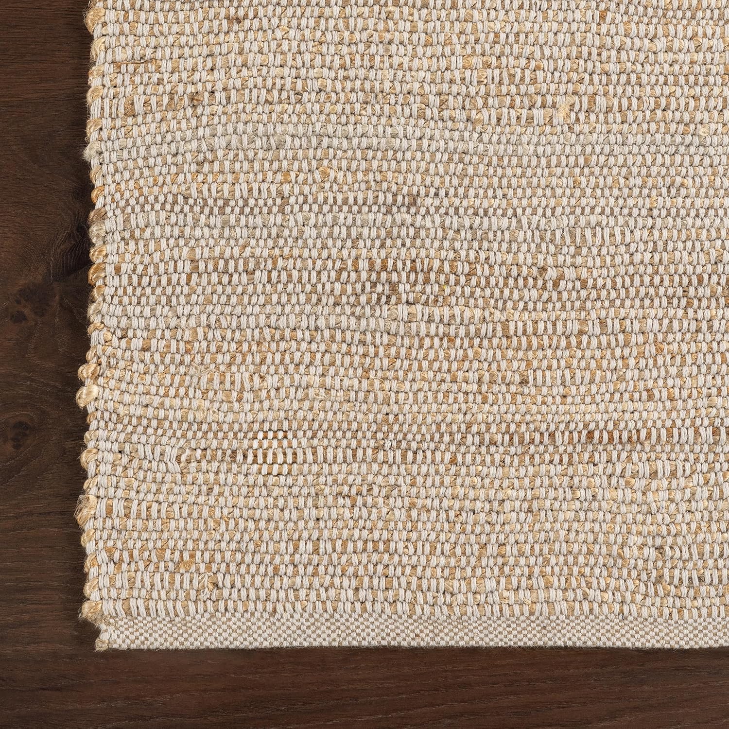 nuLOOM 4x6 Elfriede Jute & Cotton Hand Woven Area Rug, Natural, Solid Rustic Farmhouse Style, Weaved Design, Natural Fiber, For Bedroom, Living Room, Dining Room, Hallway, Office, Entryway