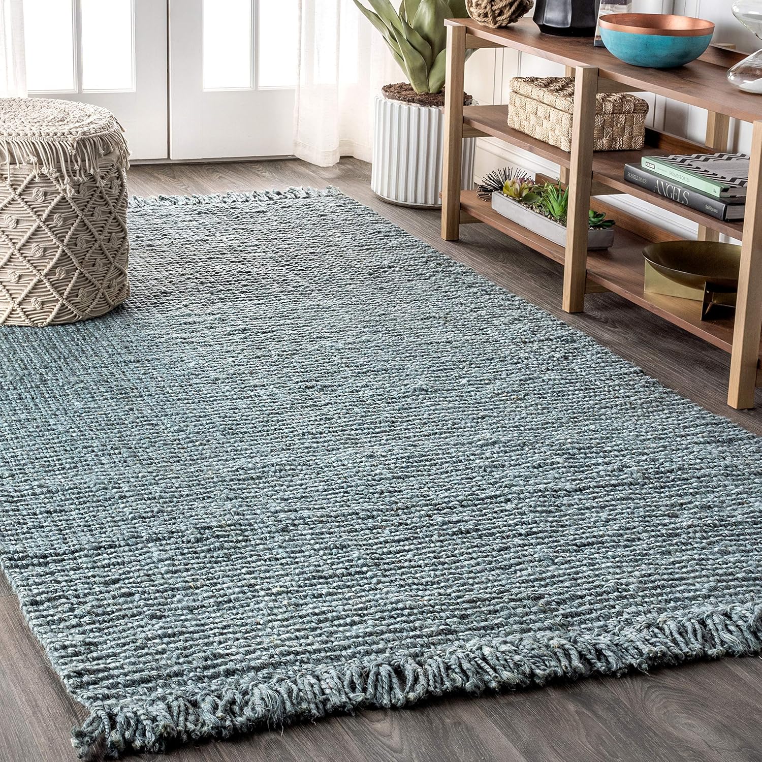 JONATHAN Y Handwoven Jute Fringe Natural Indoor Area Rug, 5x8, Pata, Bohemian, Rustic, Cottage, Easy-Cleaning for Living Room, Bedroom, Kitchen, Non-Shedding (NRF103A-5)