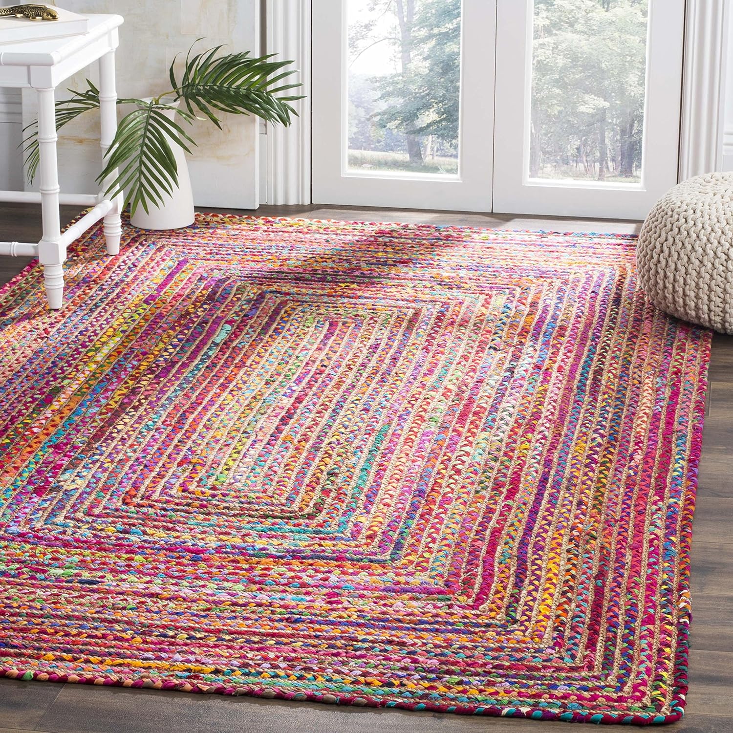 SAFAVIEH Area Rug 5x8 - Cape Cod Collection - Beige & Multi, Handmade Jute & Cotton, Woven Braided Design (CAP202B)
