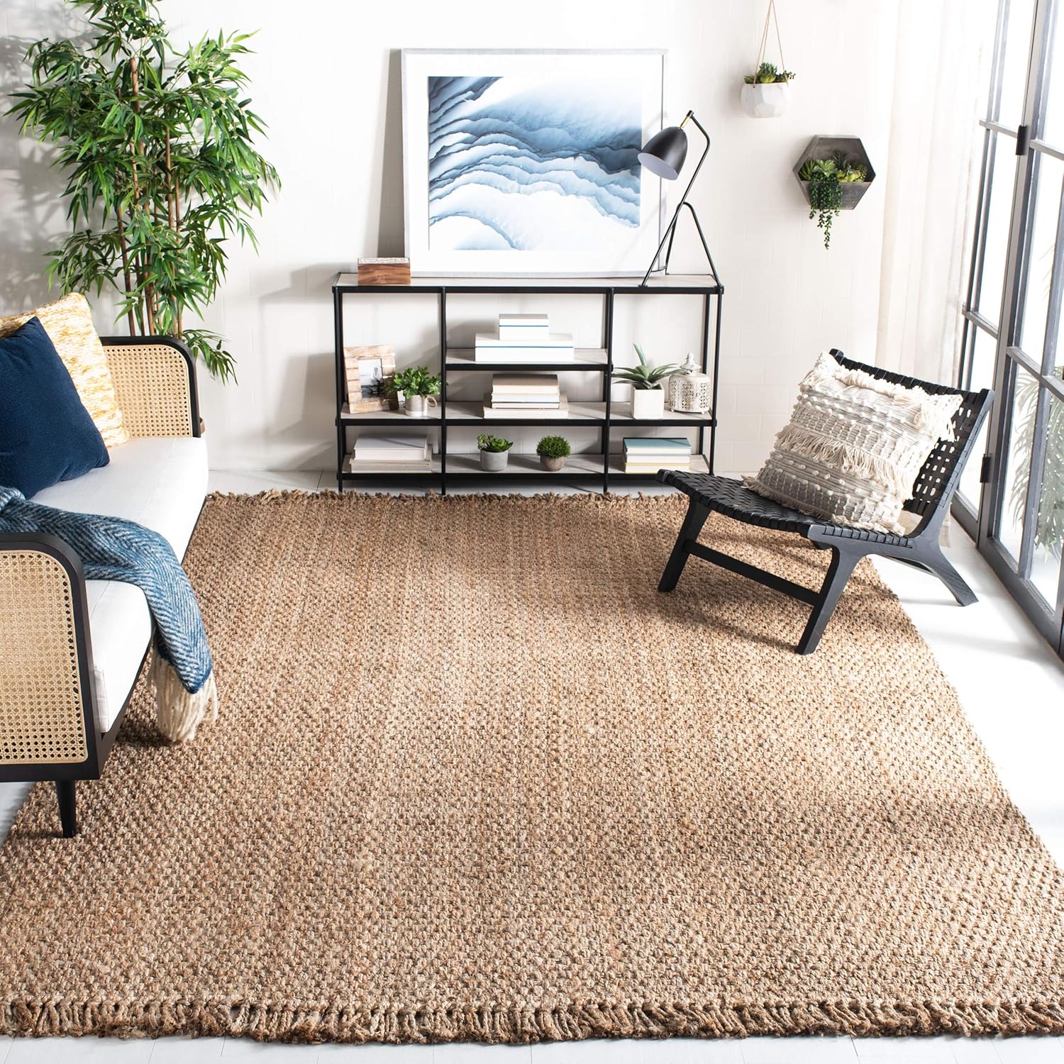 SAFAVIEH Natural Fiber Collection Area Rug - 5' x 8', Natural, Handmade Tassel Jute, Ideal for High Traffic Areas in Living Room, Bedroom (NF467A)